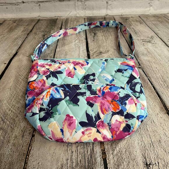 D10 Vera Bradley Blue Quilted Floral Shoulder Bag, Pre-owned - Picture 2 of 5